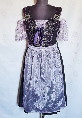 JACKET VINTAGE AUTHENTIC OKTOBERFEST DIRNDL TYROL BLUE COTTON WOMEN :US14/EU42