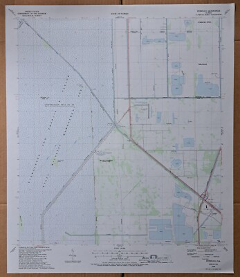 Pennsuco Quad FL, Pembroke Pines, Miramar 7.5 ser. VTG USGS Topo Map 1988