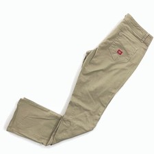 Dickies Womens Straight Leg Pants Beige Mid Rise Pockets Stretch Juniors 13