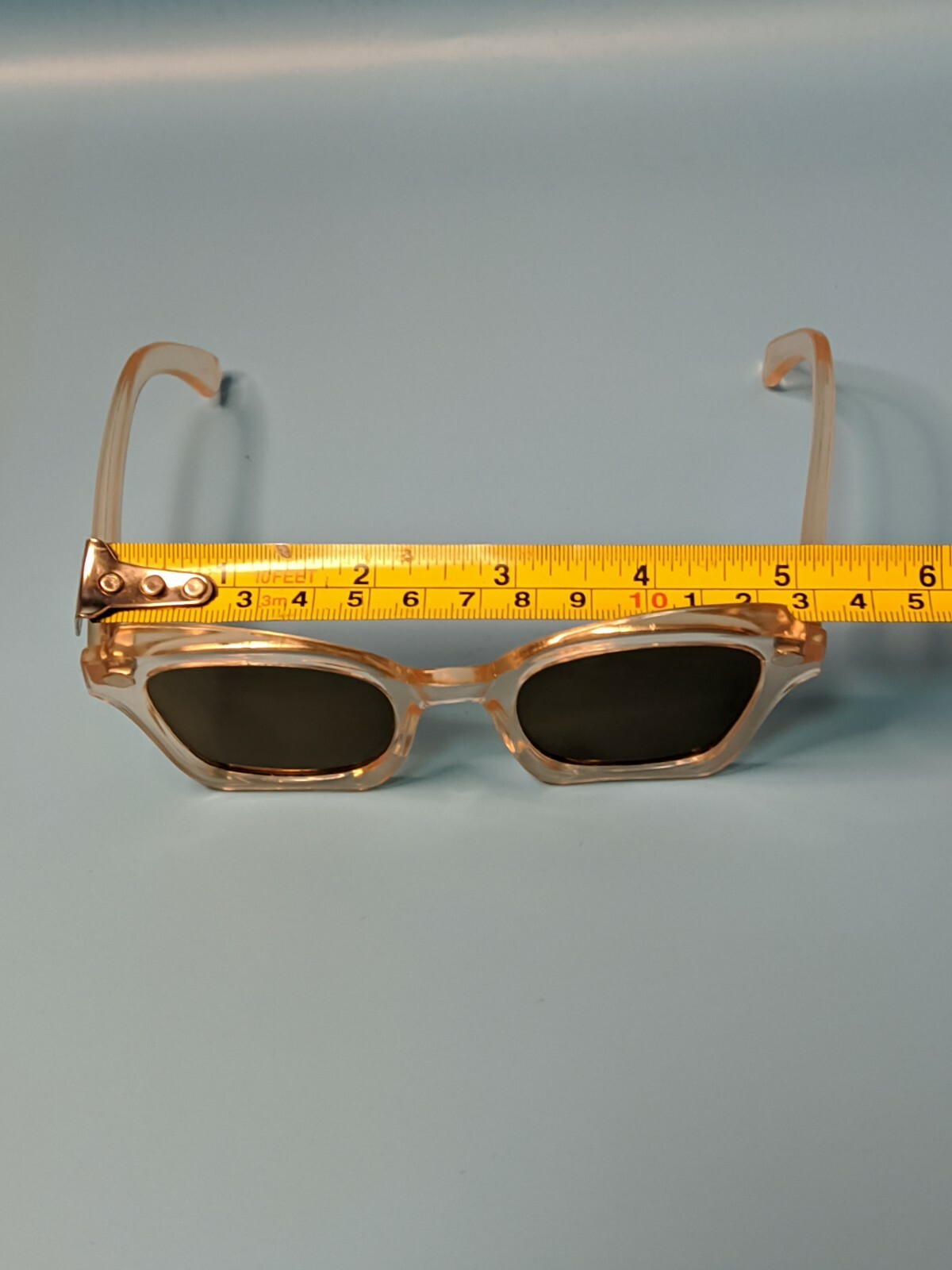 VINTAGE 40s CLEAR ACETATE RECTANGULAR SUNGLASSES … - image 6