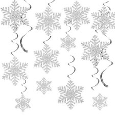 30 Pcs Christmas Snowflake Hanging Swirl Decorations Winter Snowflake Decorat...