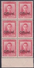 NEW ZEALAND 1938-51 GVI 1d Red OFFICIAL Block of 6 MNH SG cat £180........B4448
