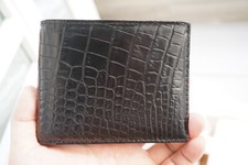 Black Genuine Crocodile Belly Leather Skin MEN'S BIFOLD Wallet D48
