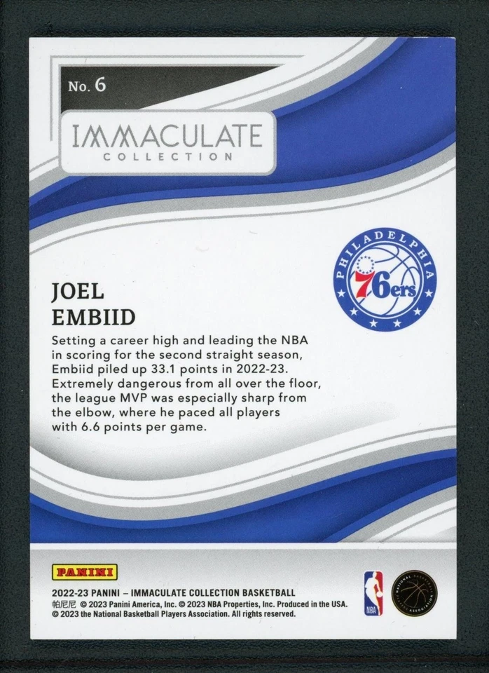 2022-23 JOEL EMBIID 44/49 PANINI IMMACULATE COLLECTION - Image 2 of 2