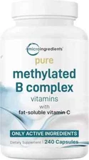 Methylated B Complex | 240 Pure Capsules with High Absorption Fat-Soluble Vit...