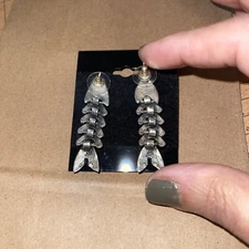 vintage taxco Sterling Silver Fishbone 925 Articulated Earrings Beautiful