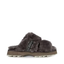 EMU Austrailia Wob begong Sheepskin Shearling Fur Slippers Gray NWOB Size 6W