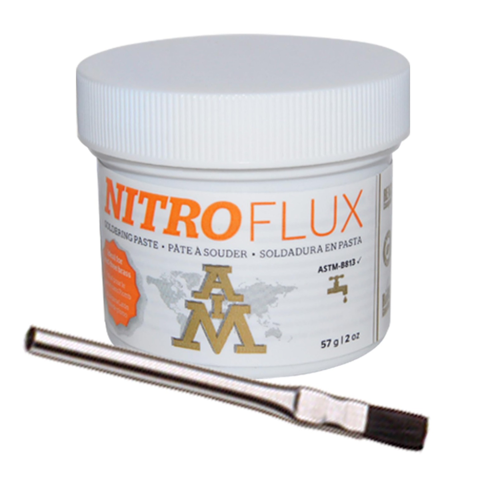AIM Nitroflux Solder Paste Flux Kit with brush for Plumbing and Silver Grey