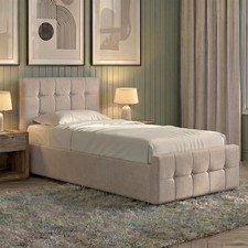 Image of Valentina Bed Frame Double King Ottoman Storage Fabric UKFR Gas Lift Upholstered