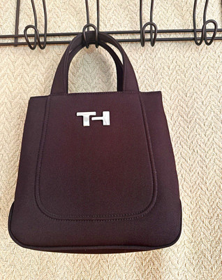 Tommy Hilfiger chocolate brown mini tote with silver logo