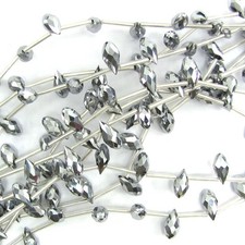 6x12mm faceted quartz teardrop beads 15.5" strand silver