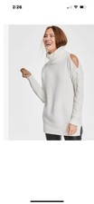 Inc International Cold Showlder Cable Knit Ivory Dress