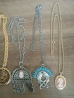 Vintage Mixed Cameo Necklace Lot Gold And Silver Tone X5 — photo 3