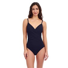 PROFILE BY GOTTEX TUTTI FRUTTI V-NECK SURPLICE ONE PIECE SWIMSUIT black 14