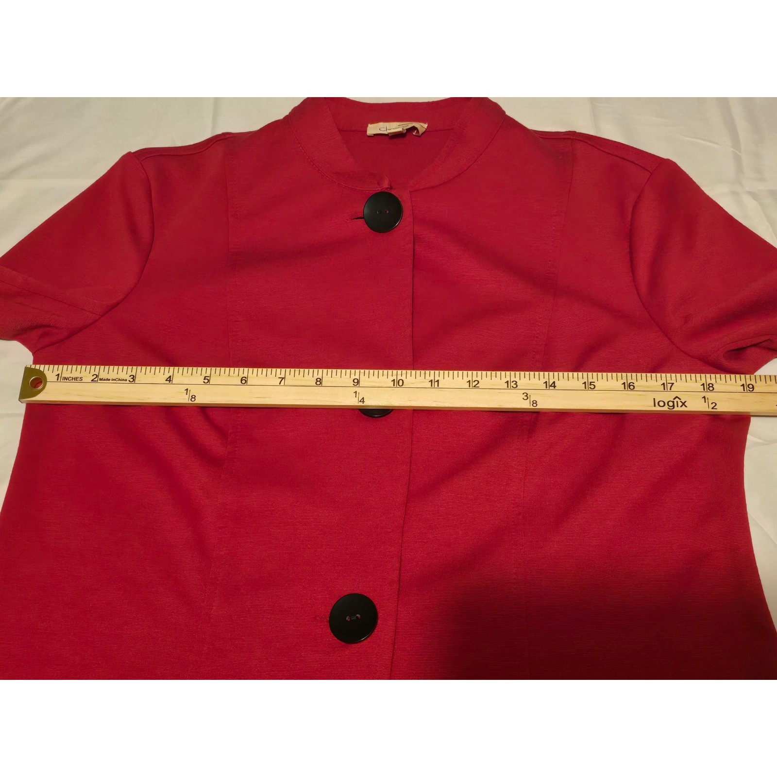 Choices Red Knit Button Front Jacket Collarless B… - image 4