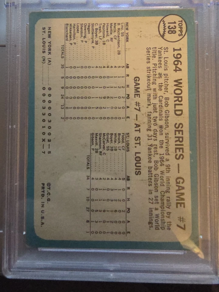 1965 Topps Bob Gibson Serie Mundial Juego 7 PSA 5 Foto 2 de 2