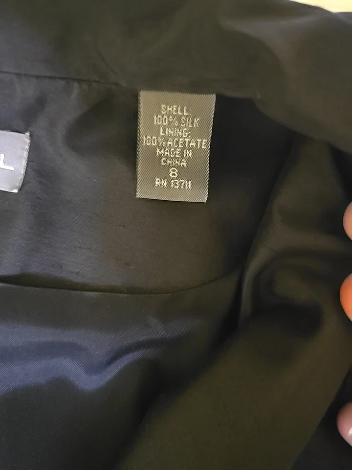 Kate Hill 100% 真丝黑色裹身衬衫 - 8 码优雅晚装上衣 — 第 3/4 张图片