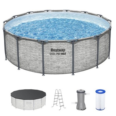Bestway Steel Pro MAX 14 Foot Above Ground Pool Set w/ 3 Layer Liner (Open Box)