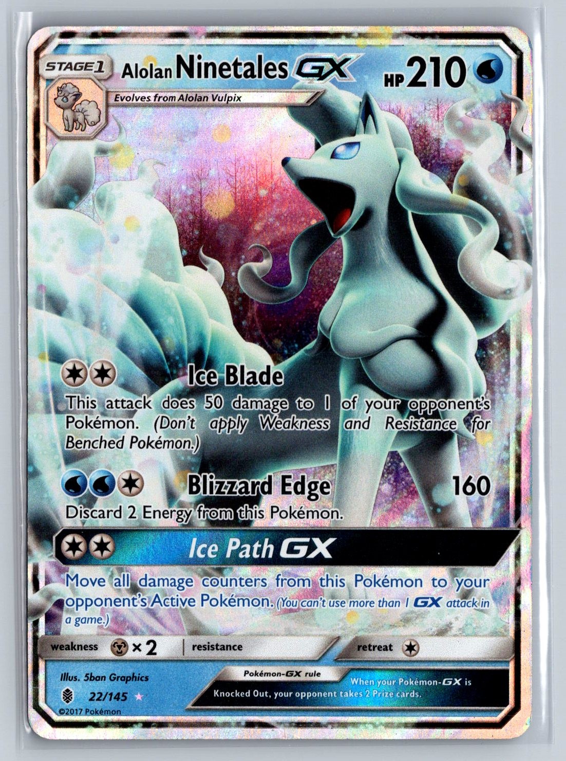 Alolan Ninetales GX Ultra Rare SM - Guardians Rising 22/145 NM