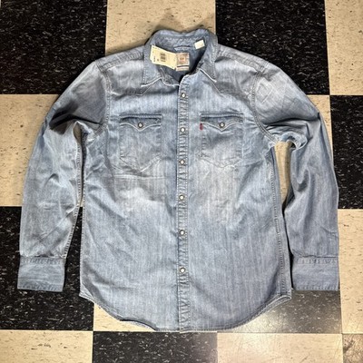 Levi's Men's Barstow Western Denim Shirt Indigo Stonewash Medium 857440047