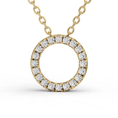 14K Yellow Gold 0.50Ct Lab Grown Diamond Basic Circle Pendant