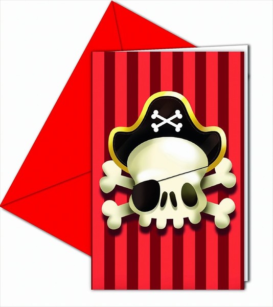 GW3758 Powerful Pirates Gestanzte Einladungskarten Mit Umschlag Neu & Ovp-image