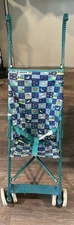 Vintage Umbrella Stroller Avalon 2000s Blue/green With Houses Sun Moon Fish