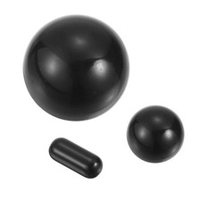 Quartz Pearl Balls Set, 2 Shape Glass Crystal Loose Beads, Black