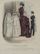 J. DAVID (1808-1892), Modeblatt. Kommunionskleidung, Rad. Biedermeier Mode