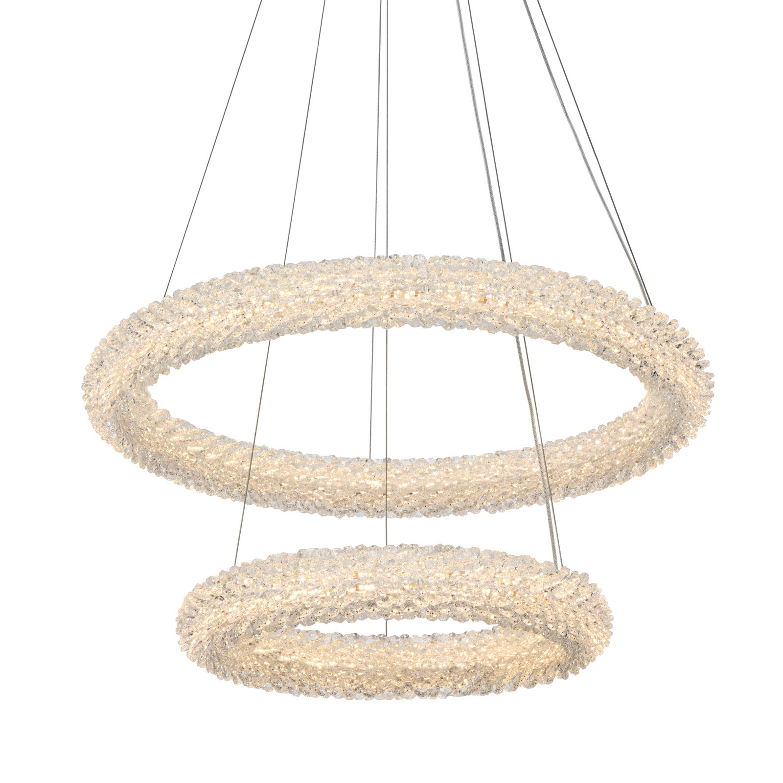 Elegant 24W Chrome LED Crystal Ring Chandelier with G24 Bowen Lighting