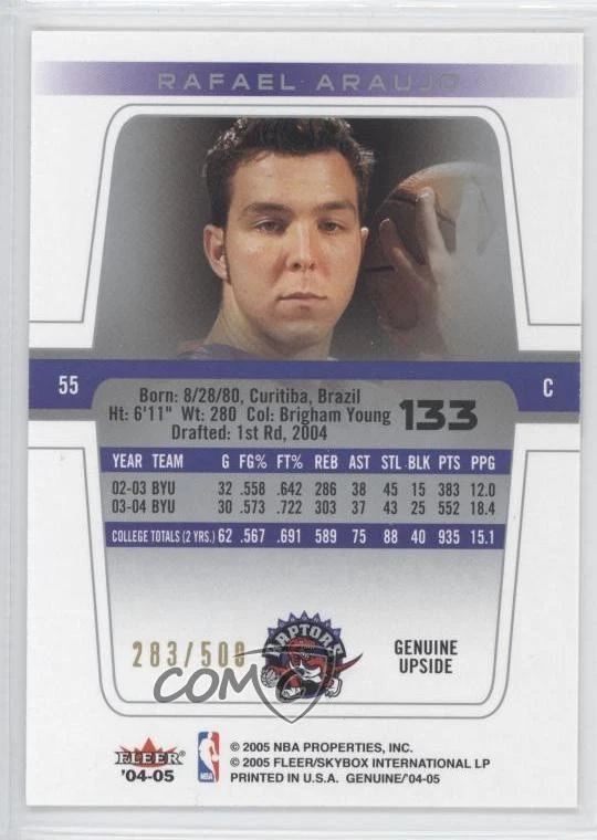 2004-05 Fleer Genuine Genuine Upside /500 Rafael Araujo #133 Rookie RC - Image 2 of 2