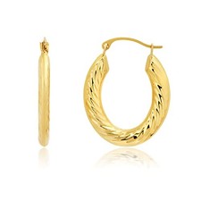 Solid 14K Gold 23mm Chunky Twist Hoop Earrings with Click-top