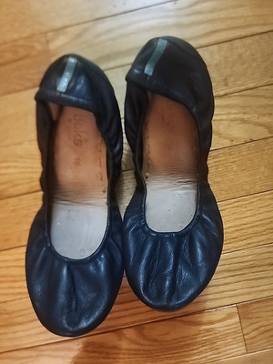Tieks By Gavrieli Black Leather Foldable Ballet Flat Shoes Women's Sz 10/EUC