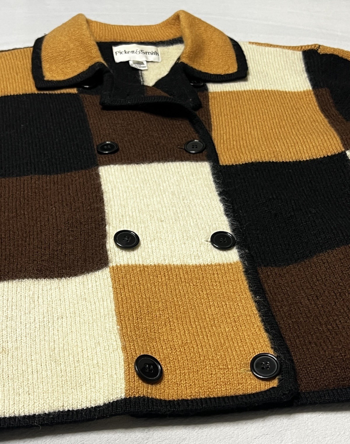 VTG Pickett & Smith Checkered Patchwork Cardigan … - image 6