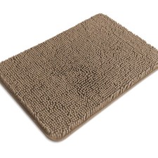 Taupe Bathroom Rugs Absorbent Washable Chenille Bath Mat 17x24 Inch Pro