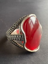 925 Sterling Silver Ring Red Carnelian Gemstone Ring Handmade Ring Size 9.5 US
