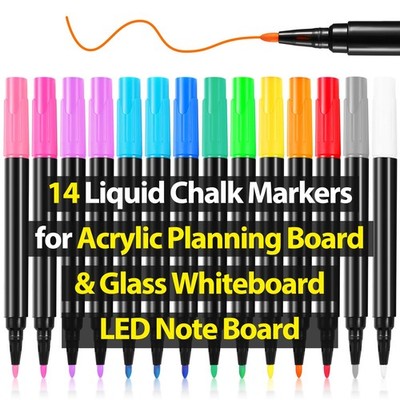 Liquid Chalk Markers for LED Drawing Note 1 Count (Pack of 14), Multi-color