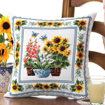 Olympus Cross Stitch Kit Megumi Onoe Floral Cushion Summer Garden