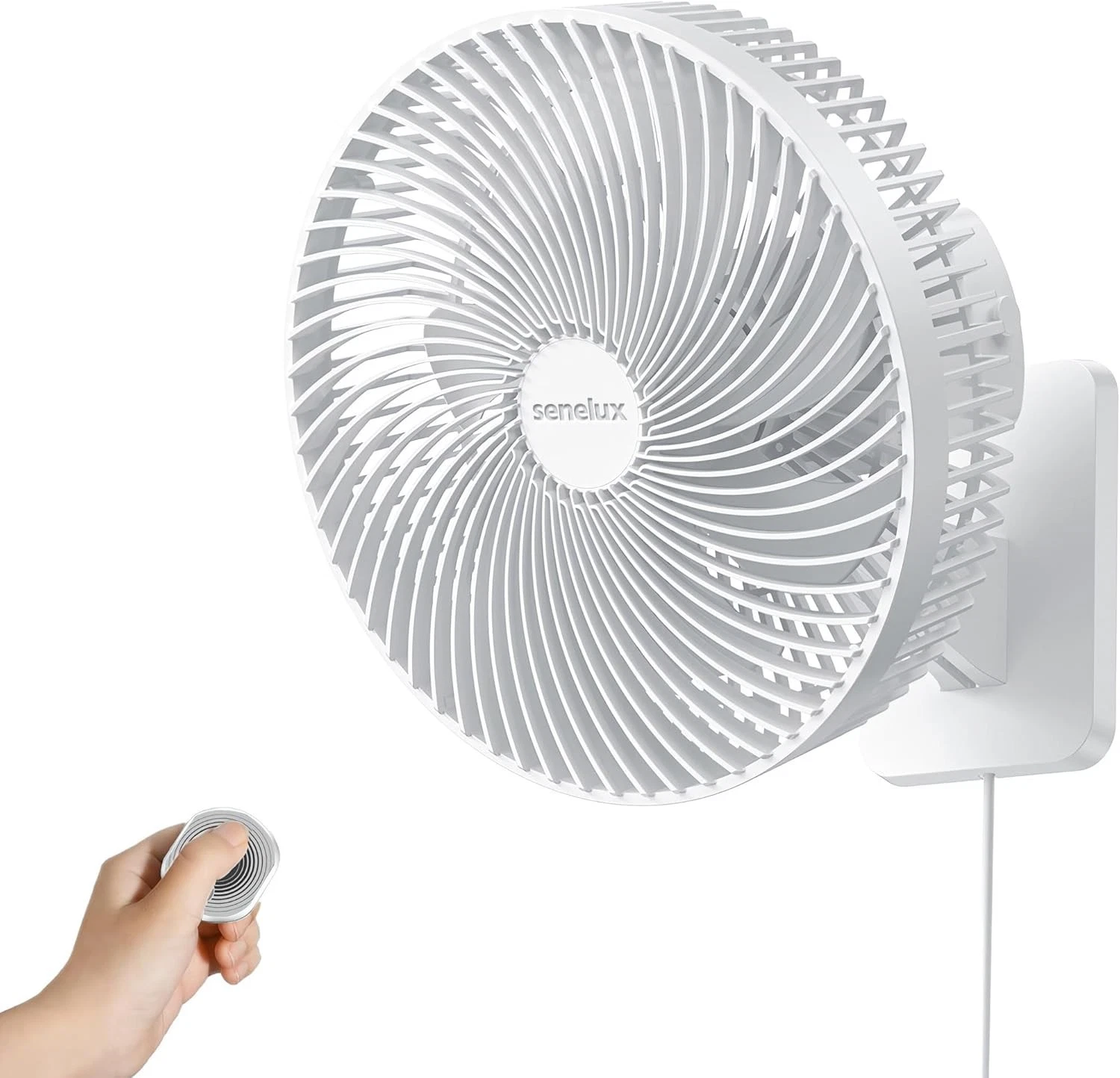 Senelux 10-Inch Oscillating Wall Mounted Fan Remote Controlled Timer