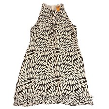 Tory Burch Fit And Flare Sleeveless Silk Dress Cream And Brown Women’s Size 12