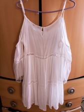 Women Ivory Lace  Bohemian Style Dress Size L
