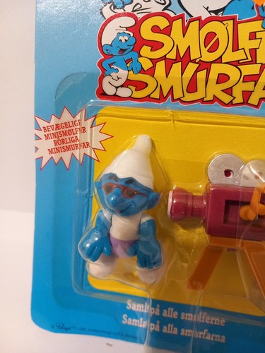 Die Schlümpfe - Poseable Figure - Toy Island - 1996 ungeöffnet Filmemachen Schlumpf - Bild 2 von 3