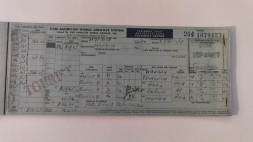 1957 Vintage Pan American World Airways Ticket Havana-Paris-Berlin-Munich - Imagen 4 de 11