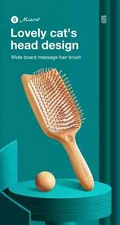 MR.GREEN Hair Brush Wide Board Massage Natural Beech Cat's Head Design Comb Gasb