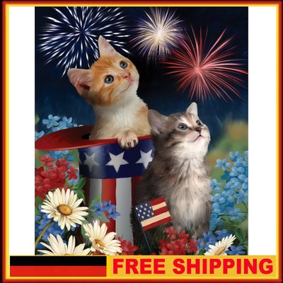 (DE5335) Cat Zoo Art Drawing DIY Mosaic Crystal Diamond Full Round Paint Kit (HY