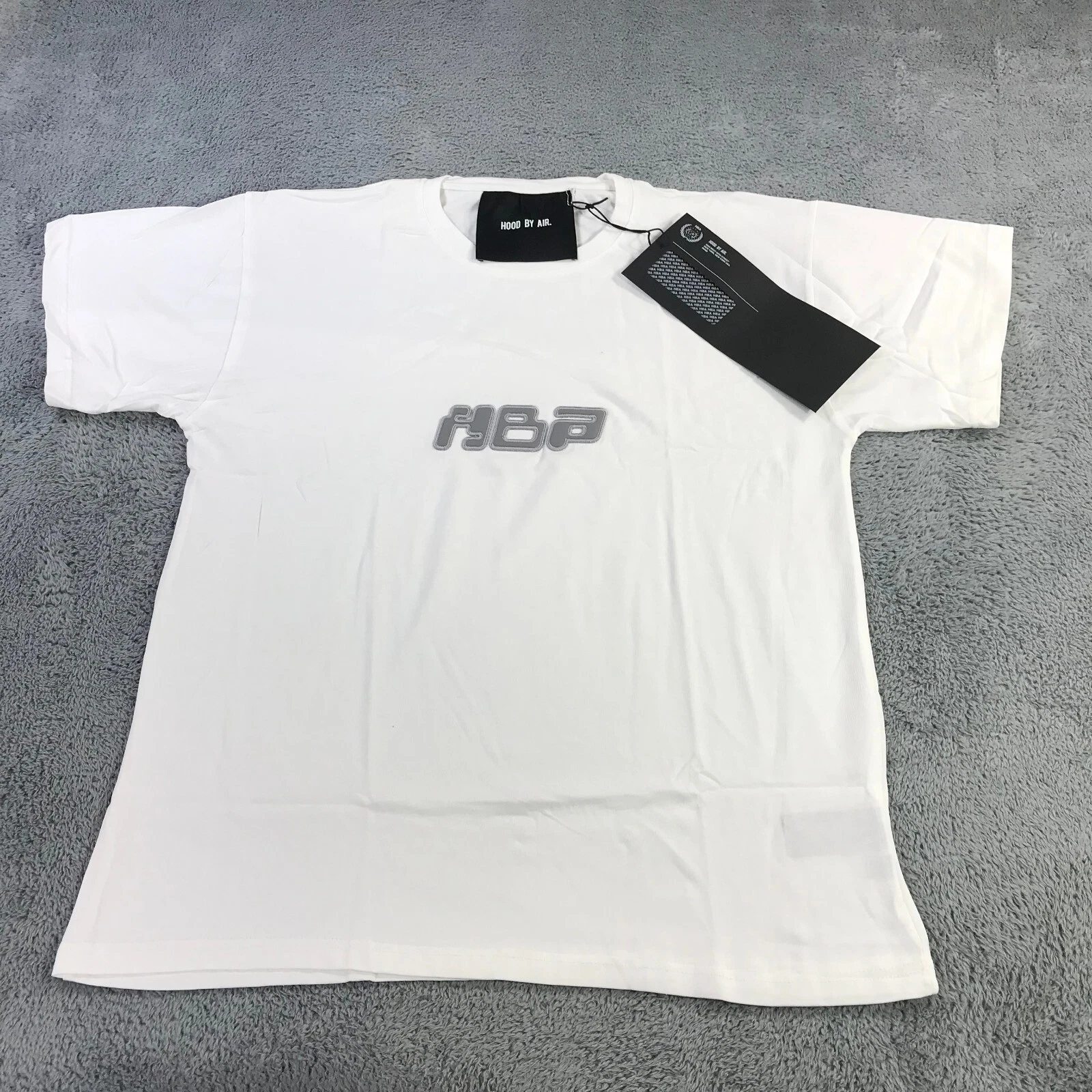 HBA (HOOD BY AIR) HBA Shirt Uomo Large Spell Out Hood By Air Tee Bianco Grigio Screensaver ge43534