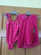 NWT Disney Minnie Mouse Deluxe Swimsuit Cover Up 2 pc UPF 50 Hot Pink Girls