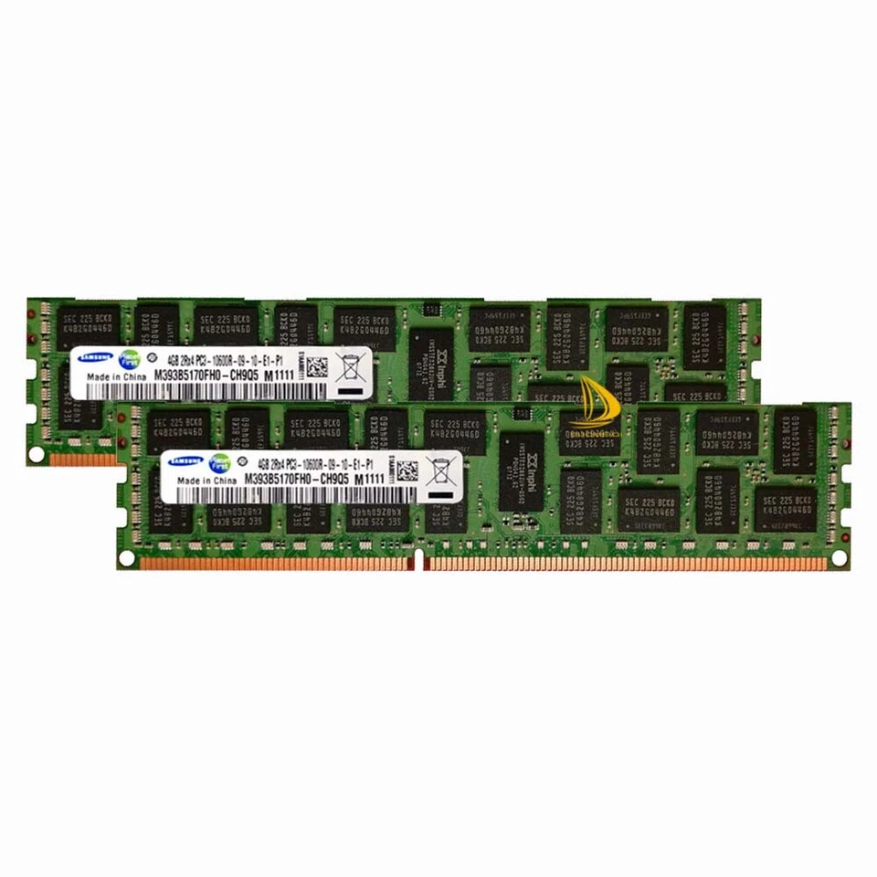 8G Samsung 2x 4GB 2Rx4 PC3-10600R DDR3 1333Mhz 240Pin DIMM ECC SERVER Memory RAM - Image 2 of 4