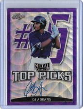 2019 Leaf Metal CJ ABRAMS Top Picks Purple Wave Prismatic Auto RC 10/15 Padres