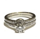 GIA 14k white gold .86ct round diamond engagement wedding band ring 4.8g set 5.5 — photo 3